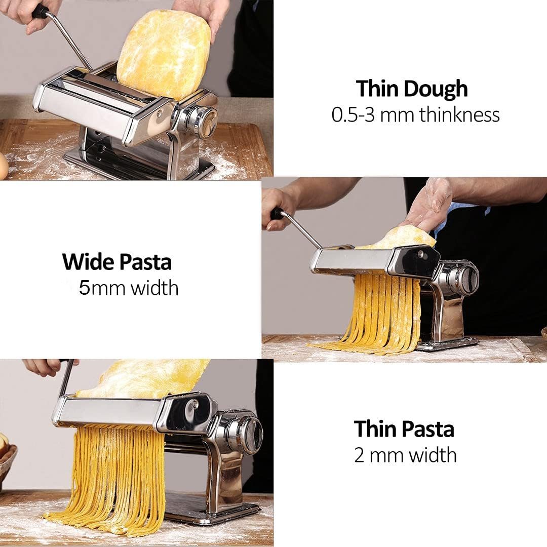 Mutoy Nudelmaschine Nudelmaschine,Pasta Maker-Schneidemaschine,6 verstellbare Dicke, Für perfekte Spaghetti oder Fettuccini, aus Legierter Stahl, Manuell