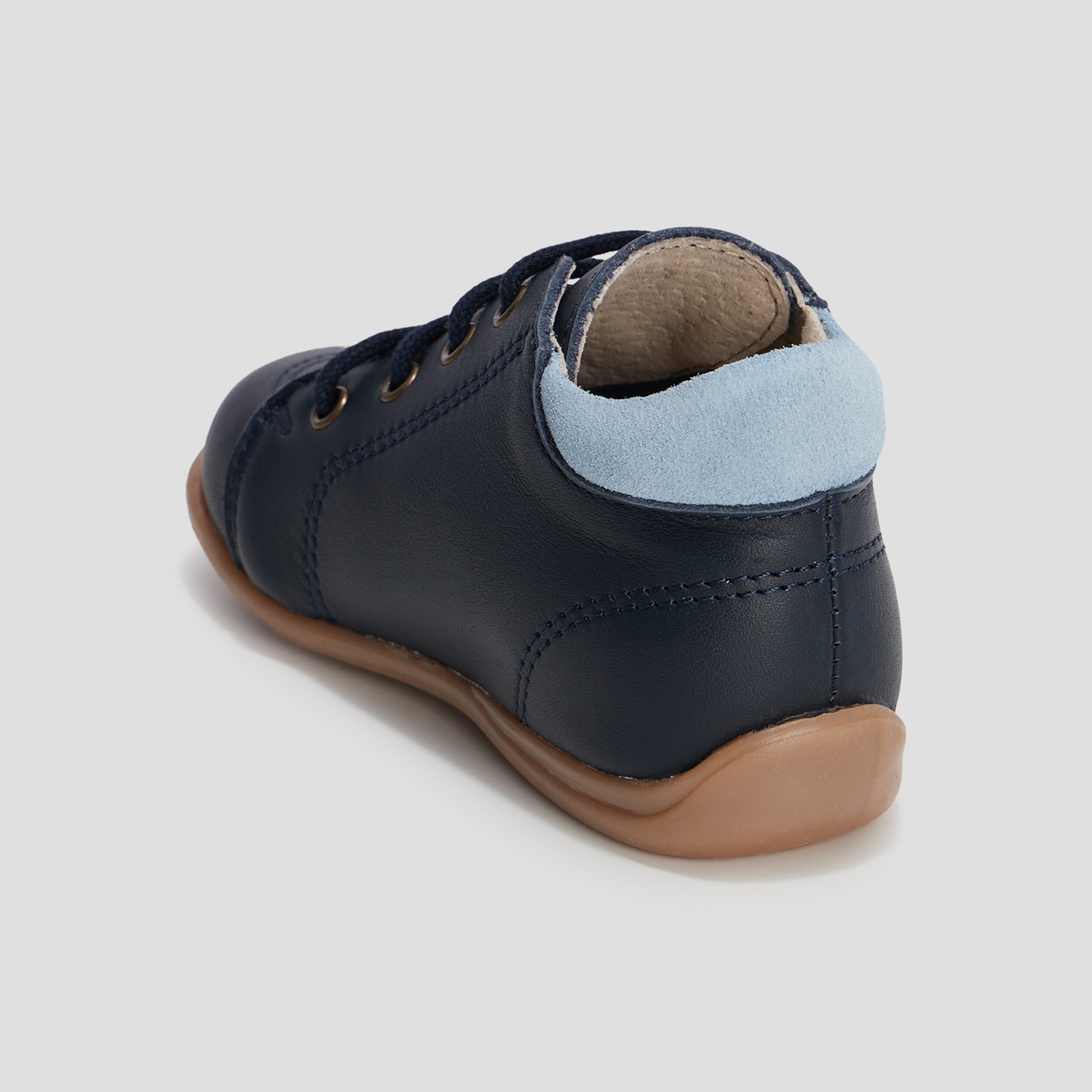 Bottillons en cuir à lacets bleu marine bébé garçon | La Halle