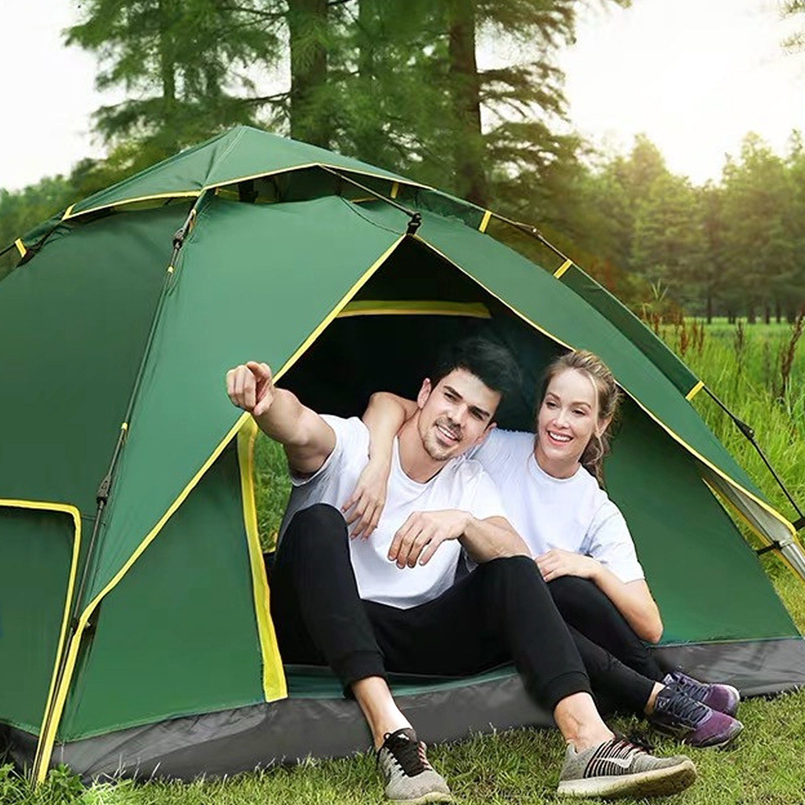CALIYO Kuppelzelt 2-3 Personen Pop Up Zelt Camping Zelt Automatisches Sofortzelt, (1 tlg), Doppelschicht Winddichte Ultraleichte Kuppelzelt UV Schutz