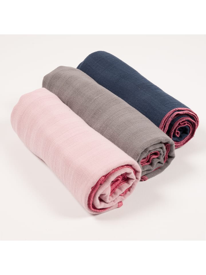 SlumberOrganix Bio Musselin Tücher 3er-Pack in Blau günstig kaufen 75x75 cm