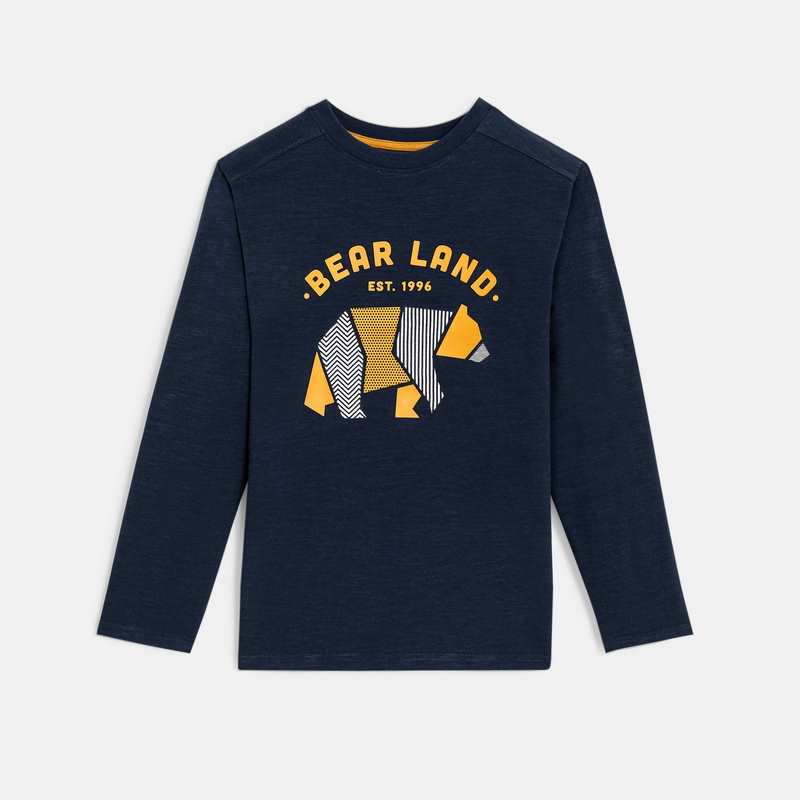 T-shirt manches longues motif ours bleu garçon