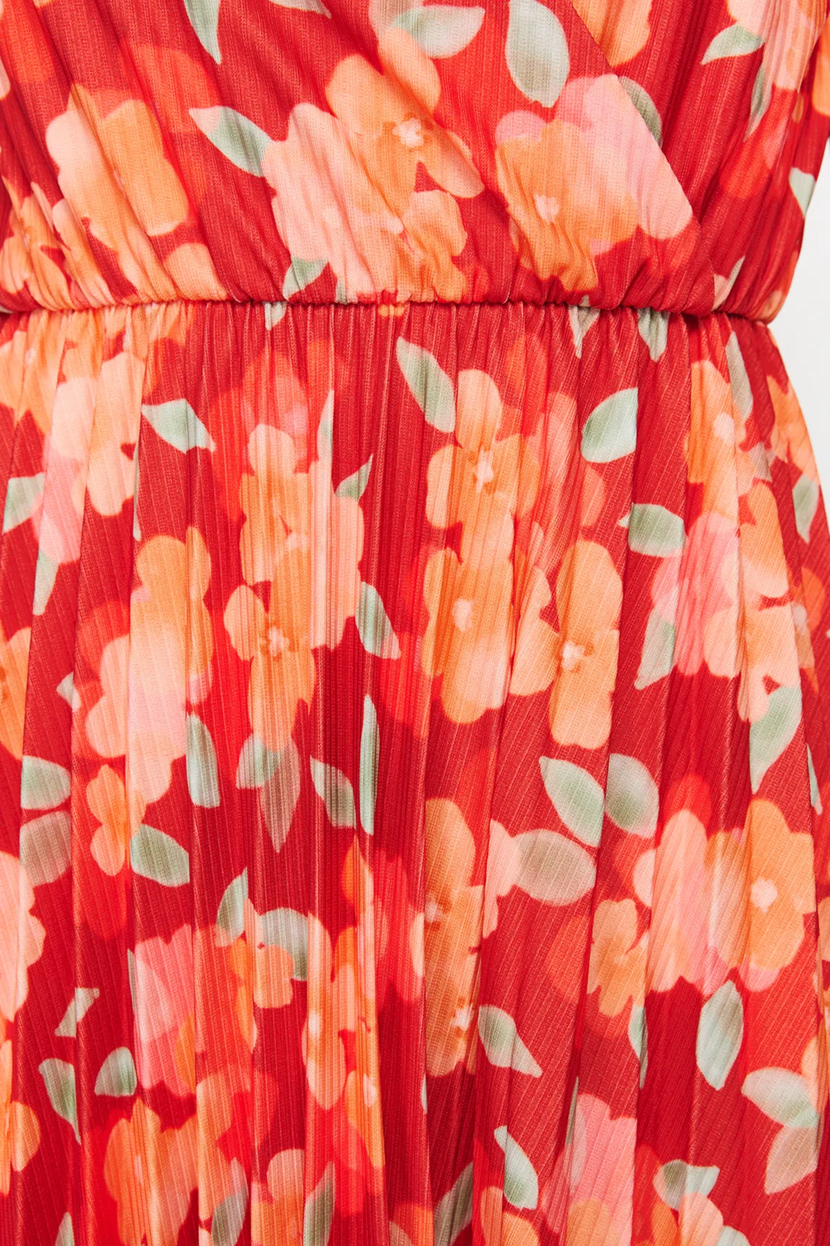 Trendyol Collection  Burgunderrotes Skater-/Gürtelöffnungs-Midikleid aus geripptem, dehnbarem Strick mit zweireihigen Taschentuchärmeln TWOSS24EL00482