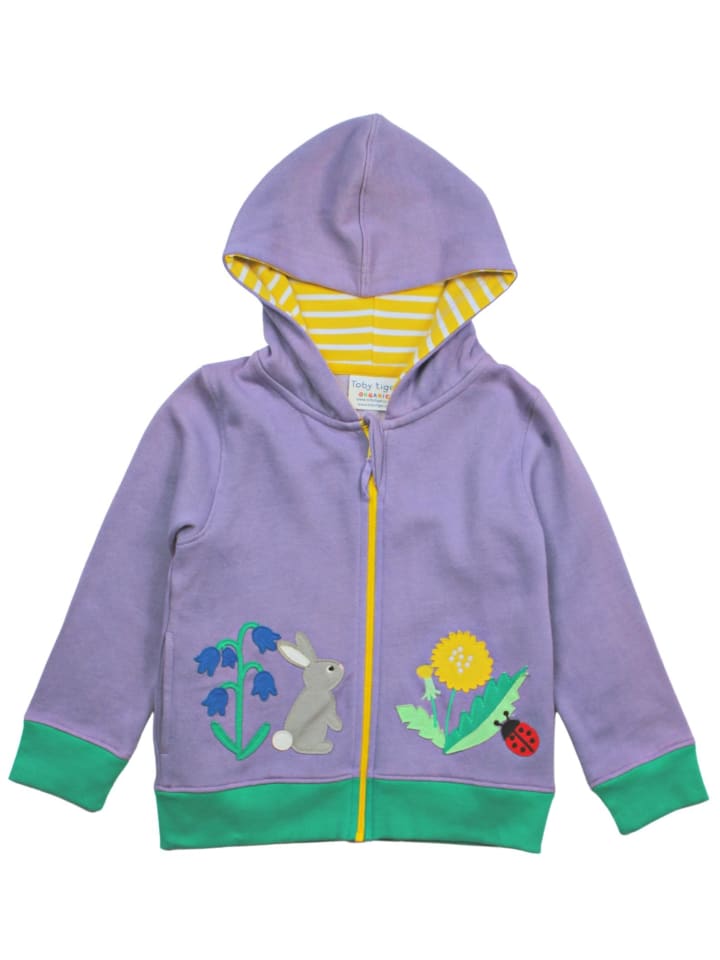 Toby Tiger Sweatjacke mit Frühlings Applikation in lila günstig kaufen