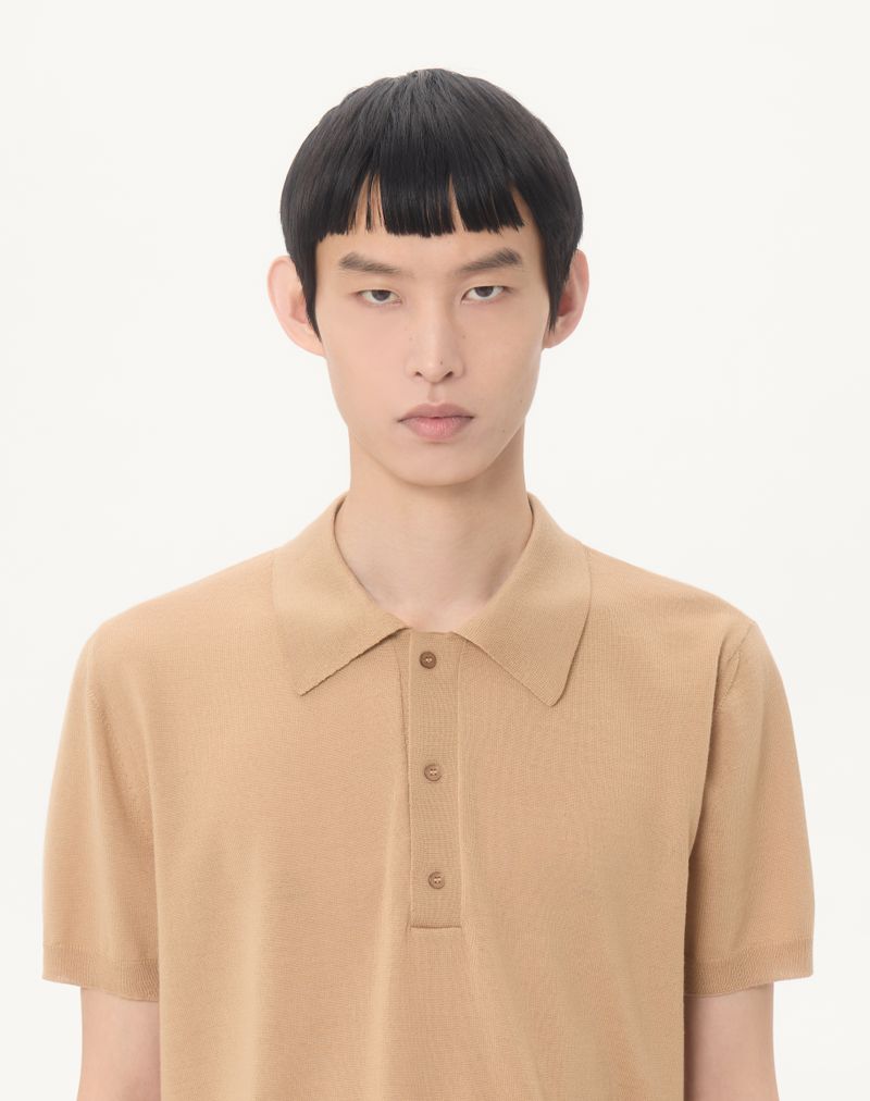 Valentino poloshirt i uld med V-logo-broderi