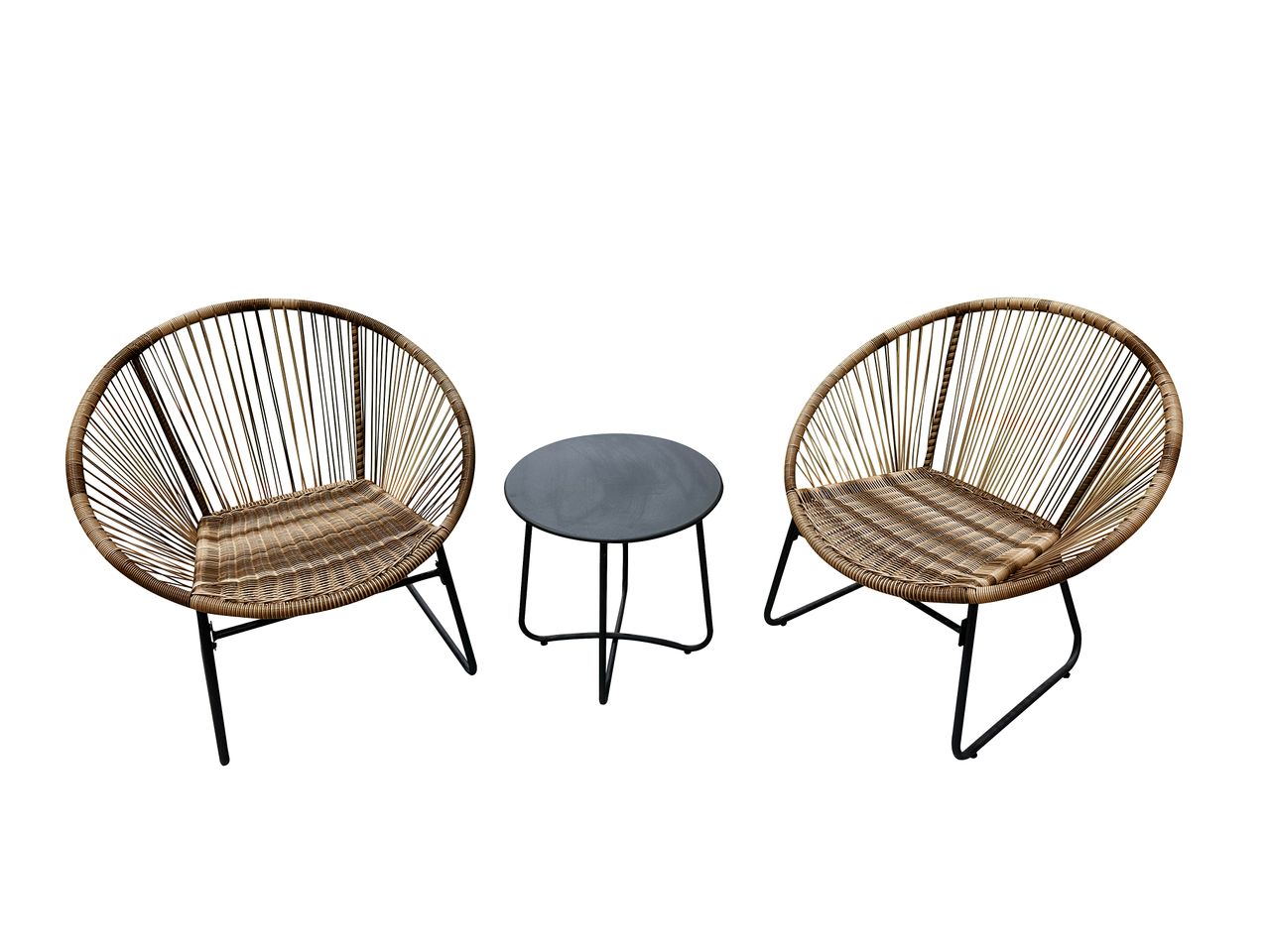 Happy Home Happy Home 3 tlg. Garten Set mit Sitzkissen HGS50-BEI in Rattan braun