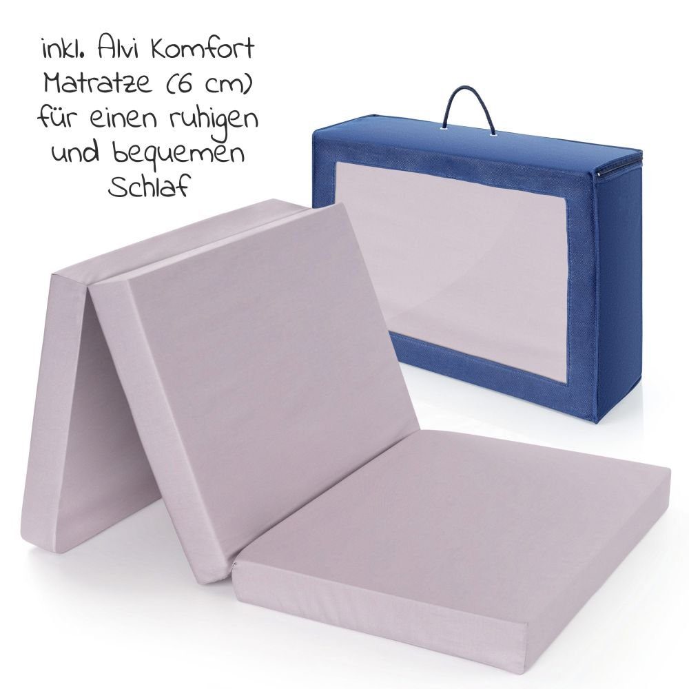 Hauck Baby-Reisebett Play'n Relax Center - Melange Black, 7-tlg., Kinderreisebett mit Matratze, Insektenschutz, Wickelauflage, Einhang