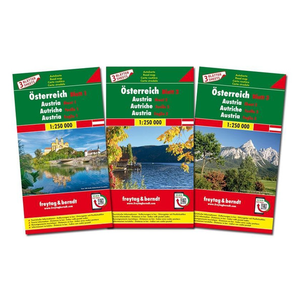Österreich-Set, Autokarte 1:250.000, 3 Blätter in Kunststoff-Hülle - Straßenkarte