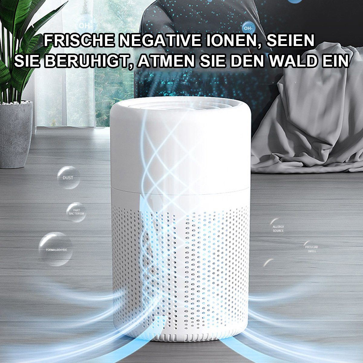 Yoyaxi Luftreiniger Home Purifier, Real Room Filter, Wildfire Smoke, Allergens, Pet Allergies, Dust, Auto Mode, Silent White
