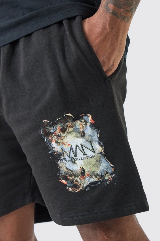 Plus lockere Renaissance Shorts in Schwarz