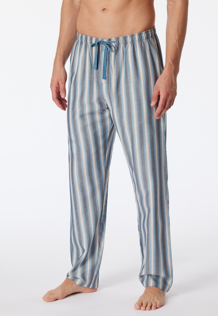 Loungehose lang Webware Organic Cotton Streifen blaugrau - Mix+Relax