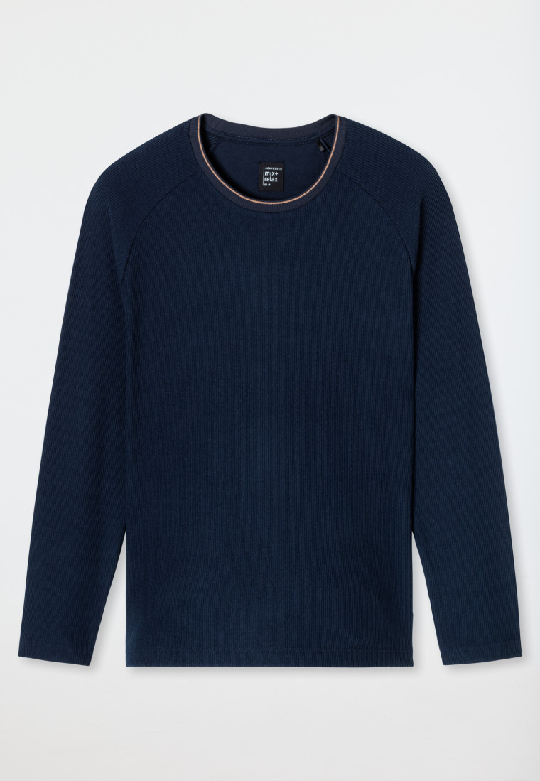 Shirt langarm Doppelripp nachtblau - Mix+Relax