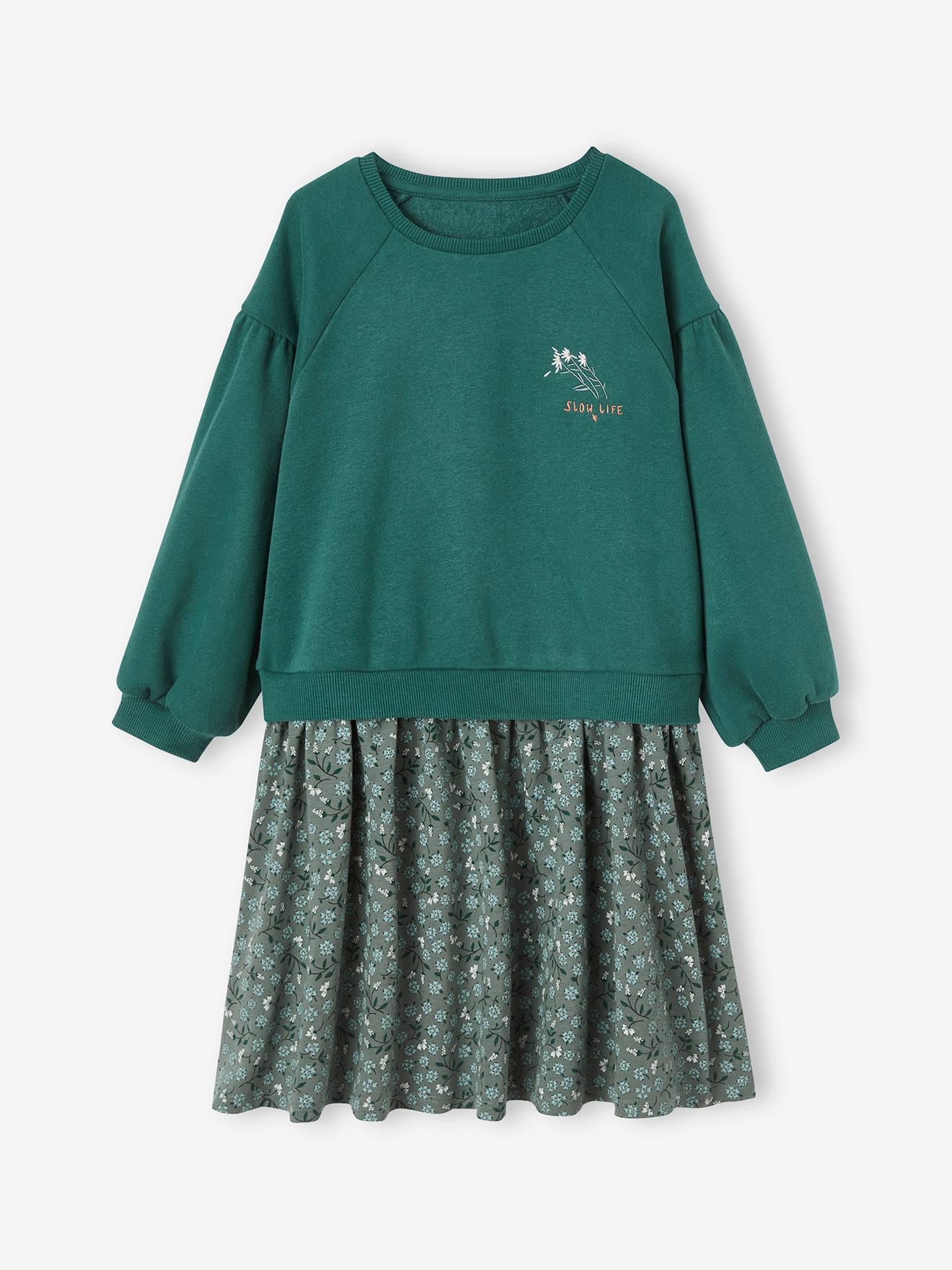 Robe bi-matière fille vanille