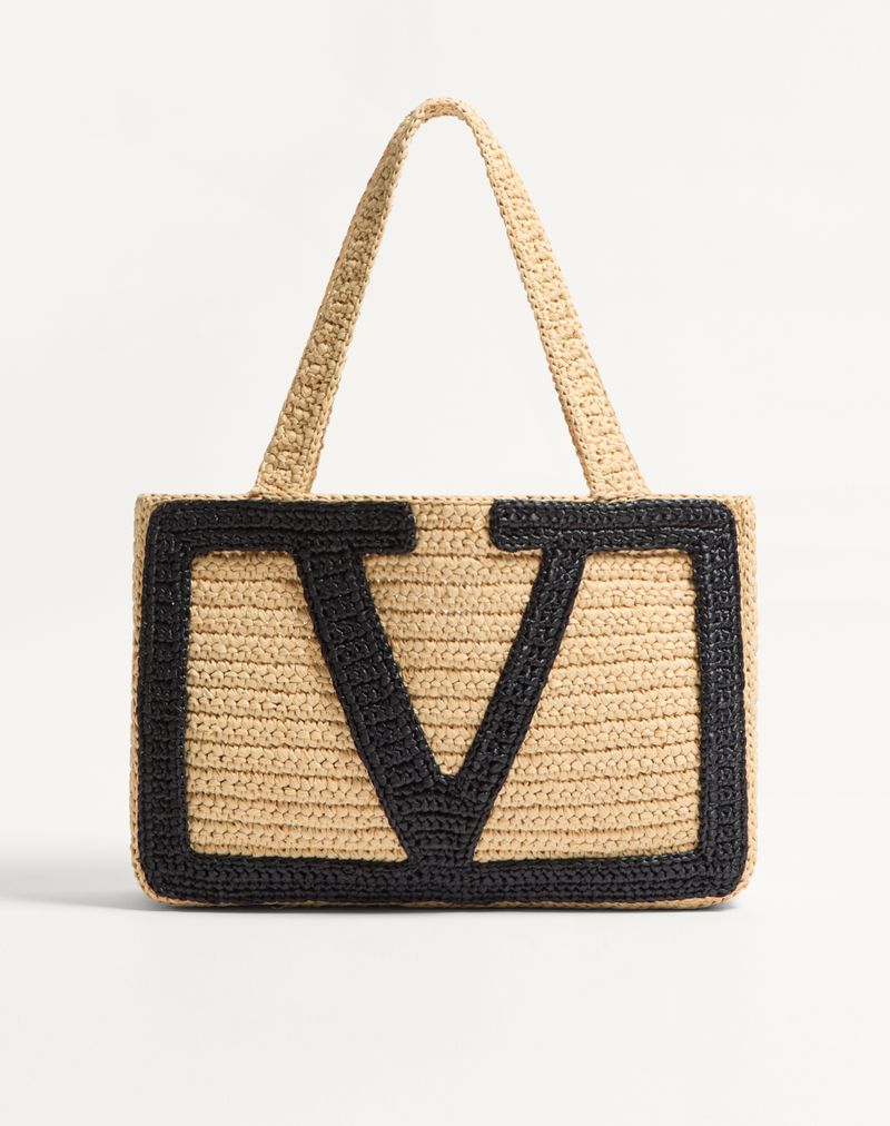 Valentino Garavani Viva Superstar Medium Raffia indkøbstaske