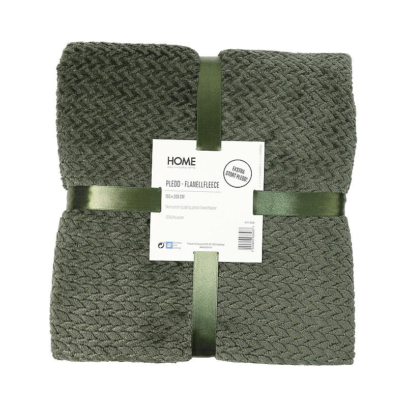 Home Pledd 150x200 cm flanellfleece grønn melert