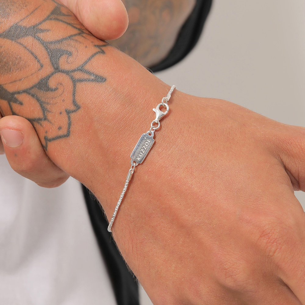 KUZZOI KUZZOI Bracelet Collier pour homme avec cordon torsadé Basic Elegant oxydé en arg Bracelet