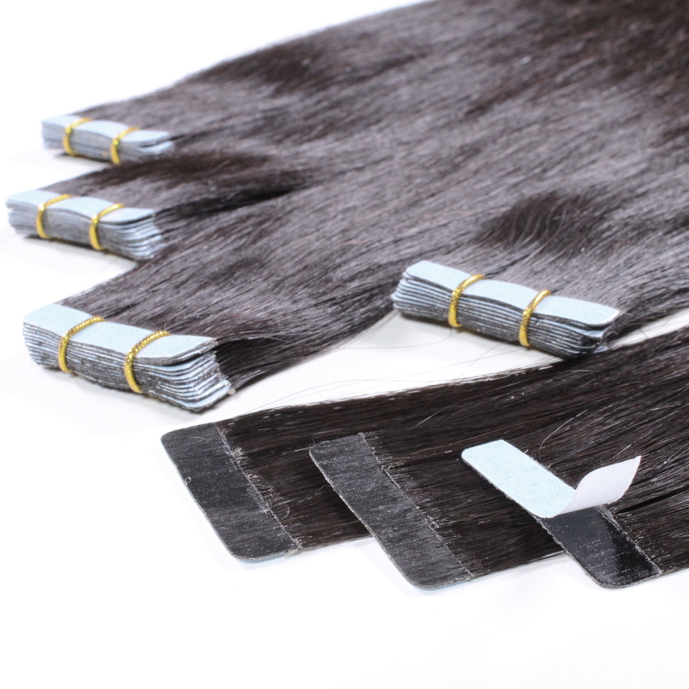 hair2heart Extensions adhésives Premium Cheveux bruts Noir naturel 2.5g extensions