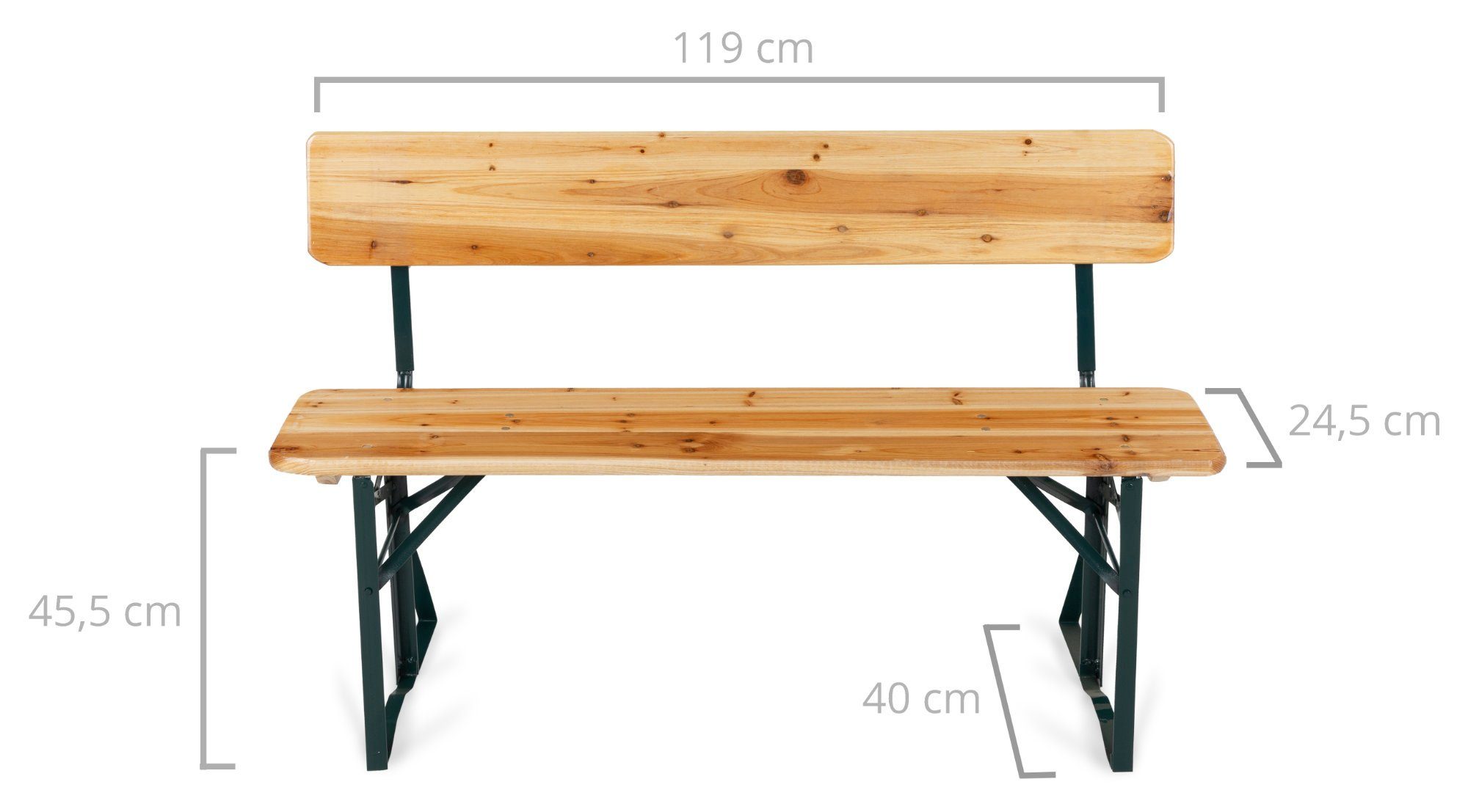 Stagecaptain Bierzeltgarnitur Hirschgarten BB-119 Sitzgarnitur mit Lehne 119 cm Länge, (Spar-Set, 15-tlg., 10 x Bank, 5 x Tisch), Mit aufsteckbarer Rückenlehne