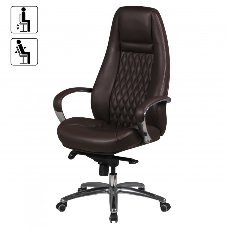 Amstyle Bürostuhl Austin Echtleder Braun Schreibtischstuhl Chefsessel Drehstuhl mit Synchronmechanik