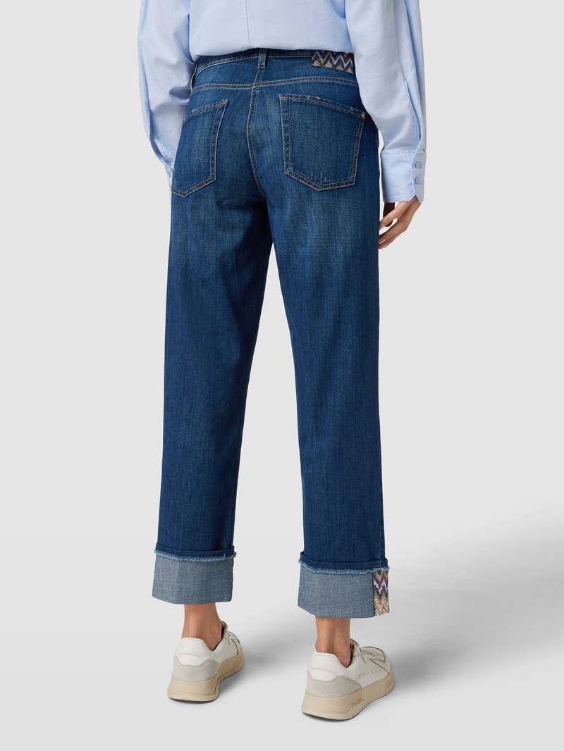Straight Fit Jeans mit Zierbesatz Modell 'Paris' in blau
