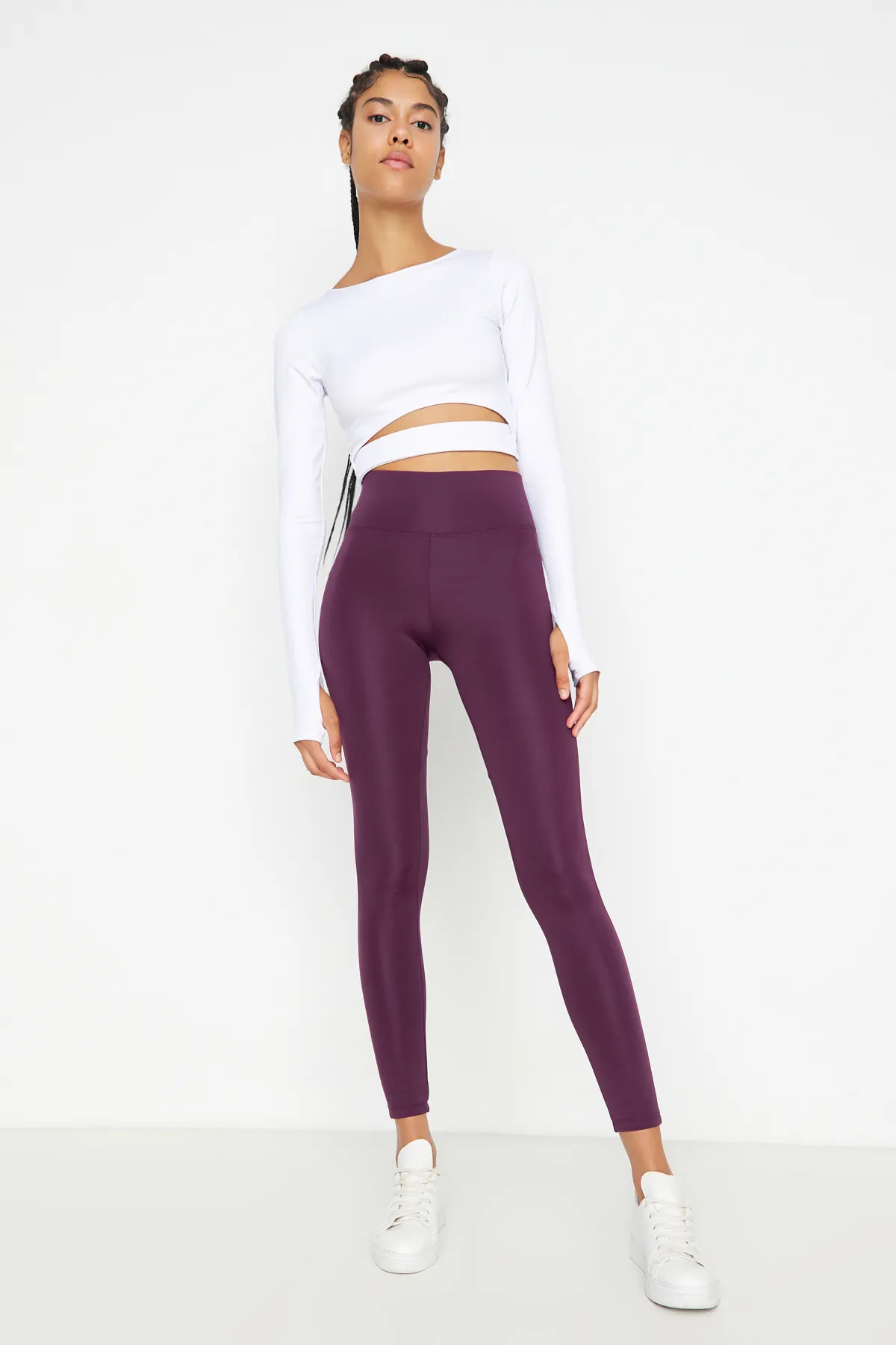 Trendyol Collection  Pflaumenfarbene Push-up-Sportleggings in voller Länge aus Strick TWOAW21TA0030
