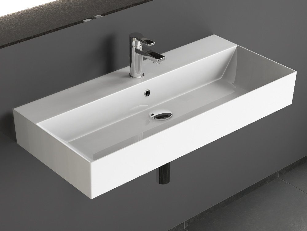 Aqua Bagno Waschbecken Aqua Bagno Keramik Waschbecken Aufsatzwaschtisch Waschschale 90cm