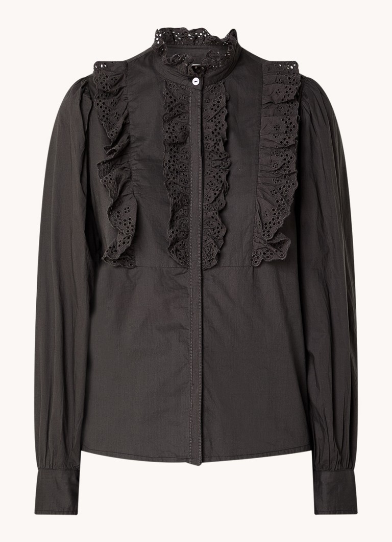 Antique Batik Charlotte blouse with embroidery and puff sleeves