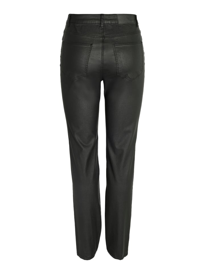 Noisy may Slim Fit Straight Leg Pants PU Coated NMMONI in Schwarz-2 günstig kaufen Gr.36/L30