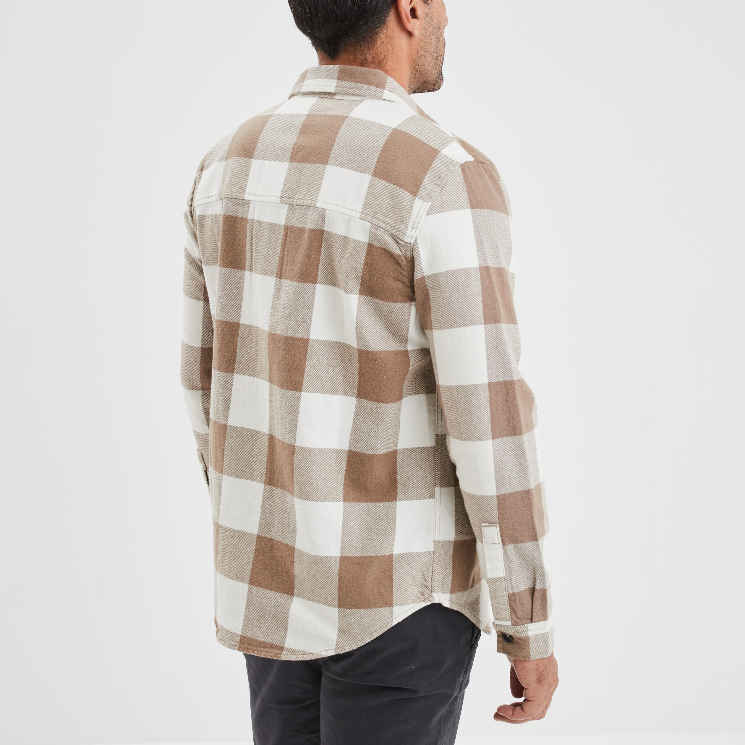 Surchemise coton manches longues Creeks beige homme | La Halle