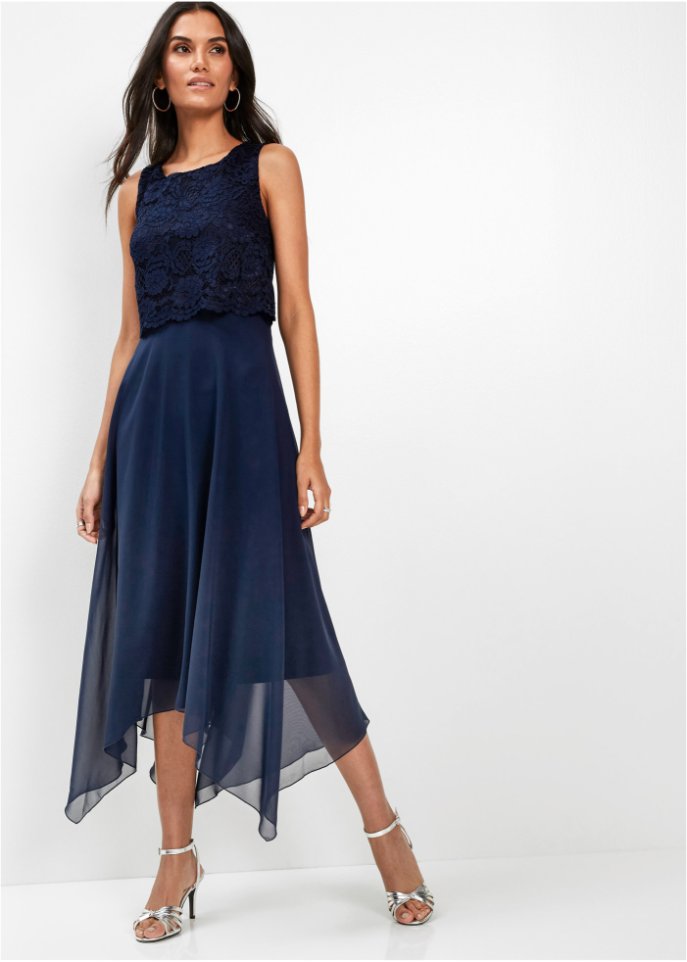 Premium Chiffonkleid mit Spitze