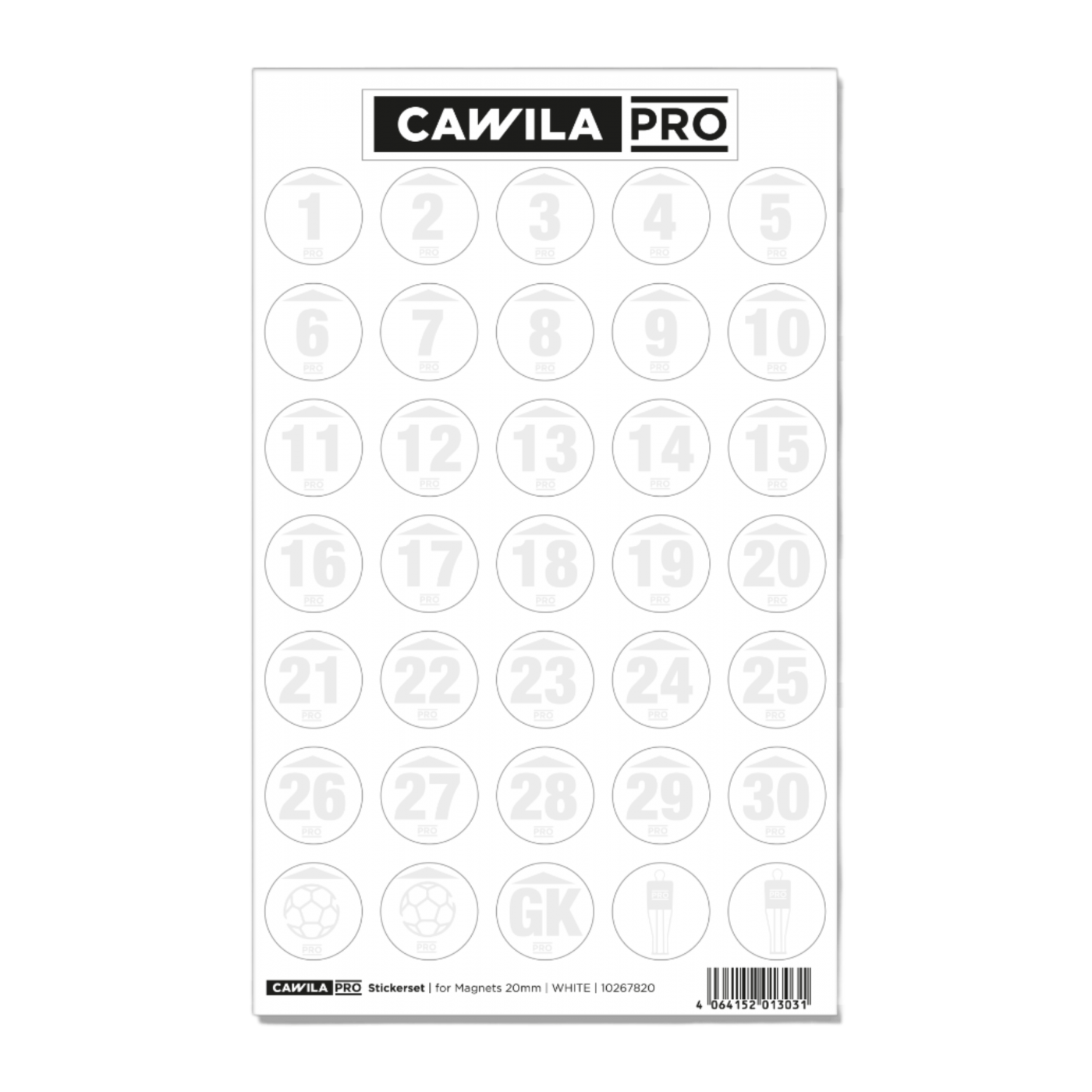 Cawila PRO Stickerset Rückennummer 20mm Weiss