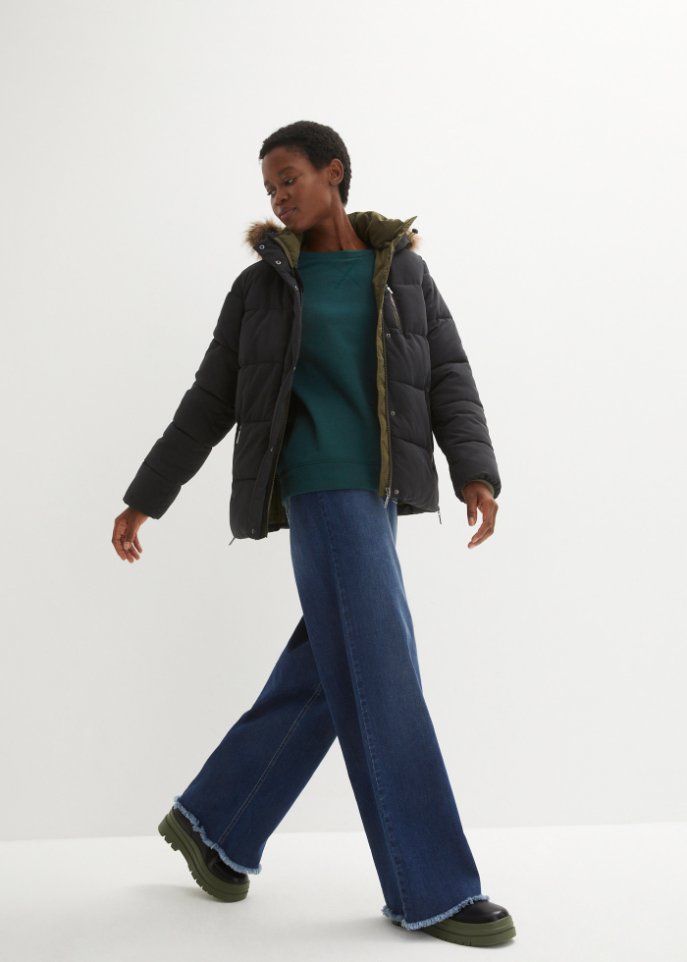 Steppjacke aus recyceltem Polyester mit Kontrastdetails