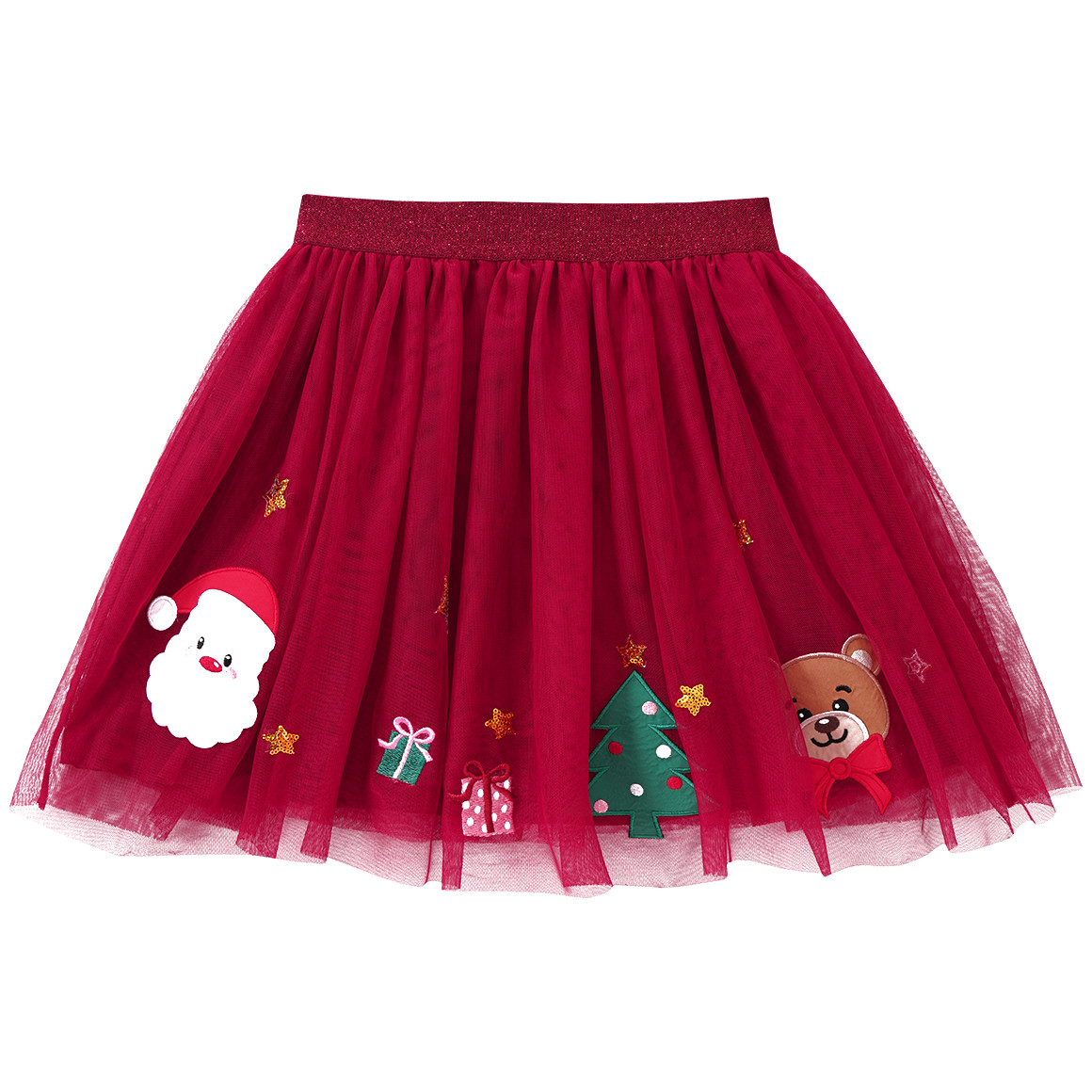 Mädchen Weihnachtsrock mit Motiven rot