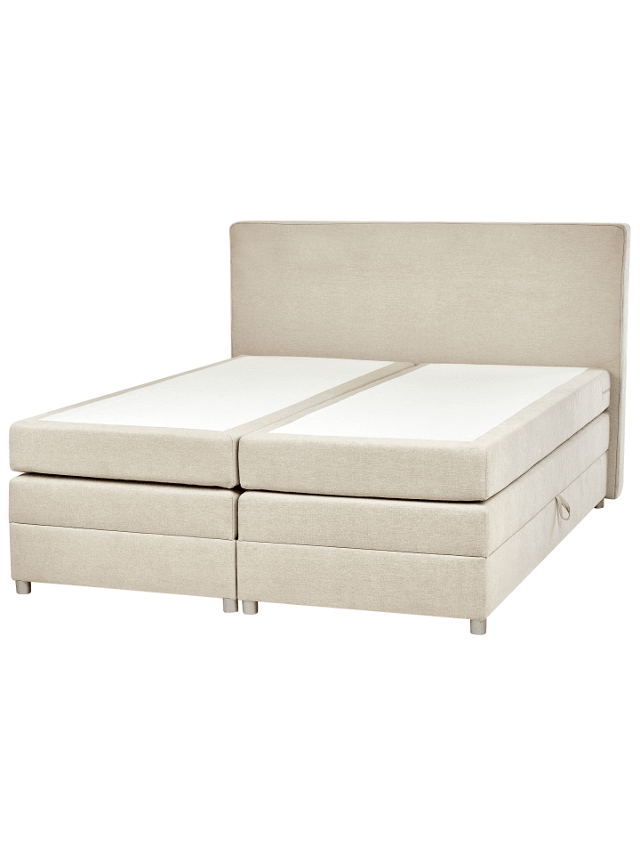 Beliani Boxspring Bett MINISTER in Beige/Silber - (W) 193 x (H) 115 x (L) 209 cm günstig kaufen onesize