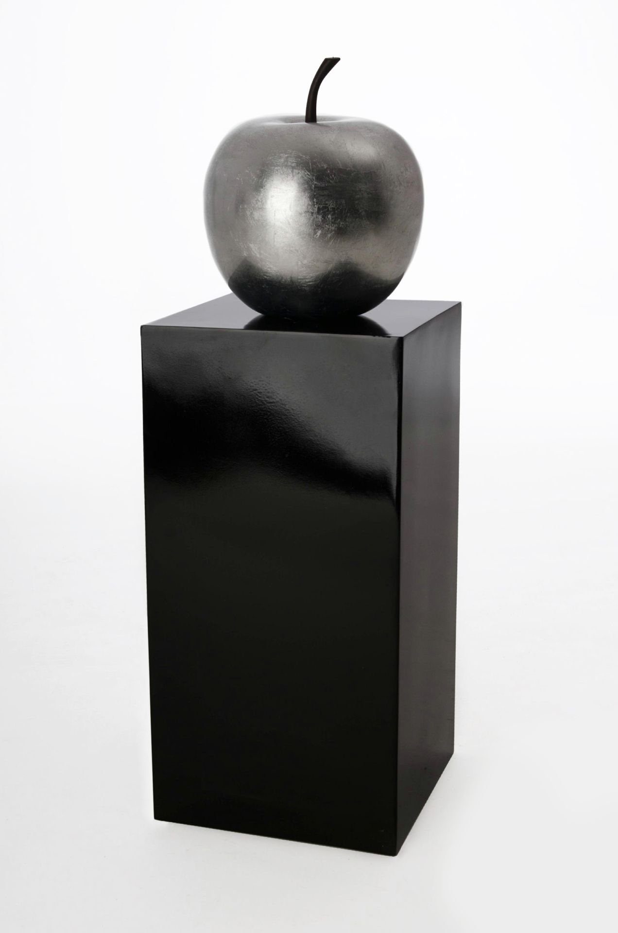 VIVANNO Blumenständer Podest Säule Fiberglas, Schwarz Hochglanz - 30x30x60 cm