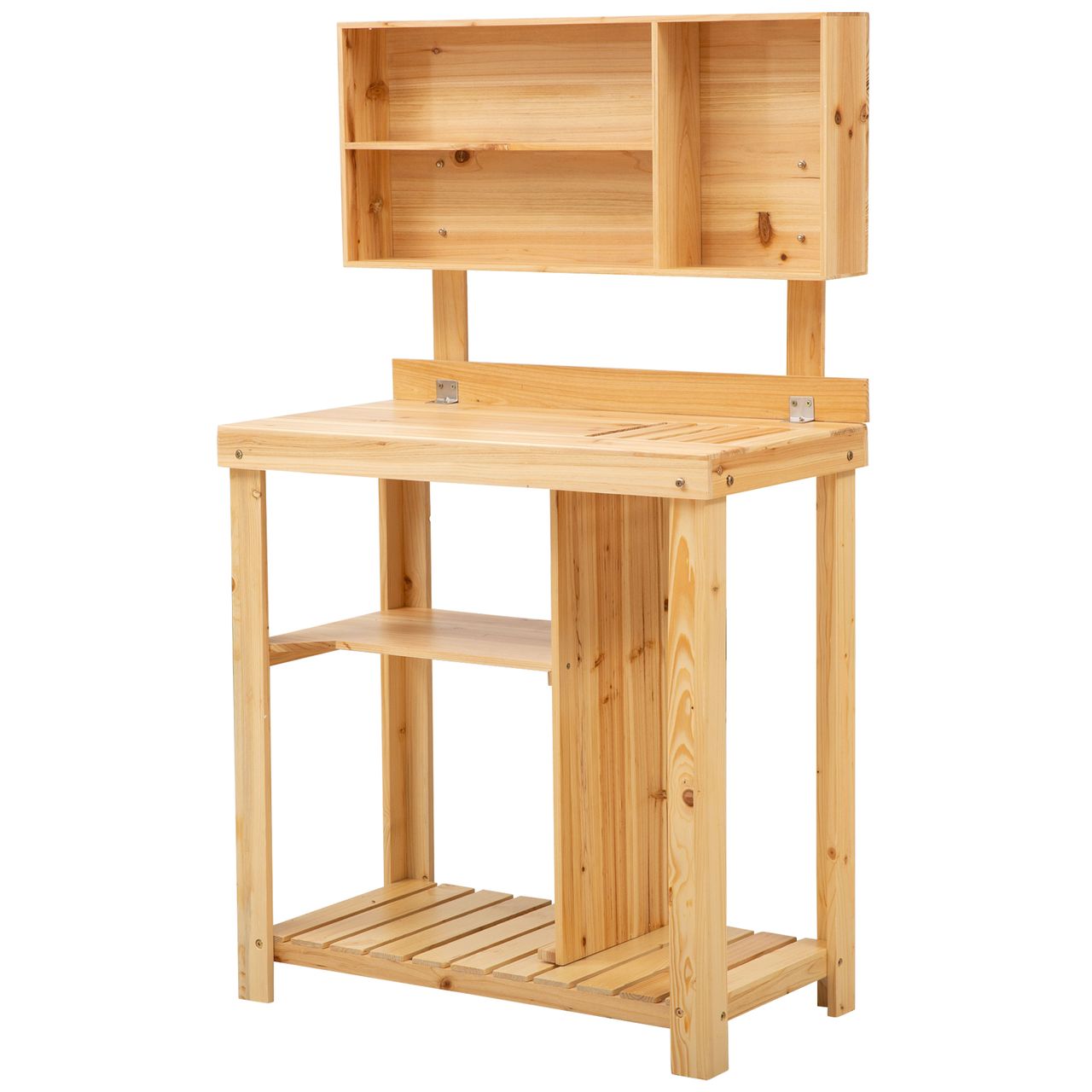 Outsunny Gartenarbeitstisch mit Ablage Natur 80 x 43 x 136,5 cm
