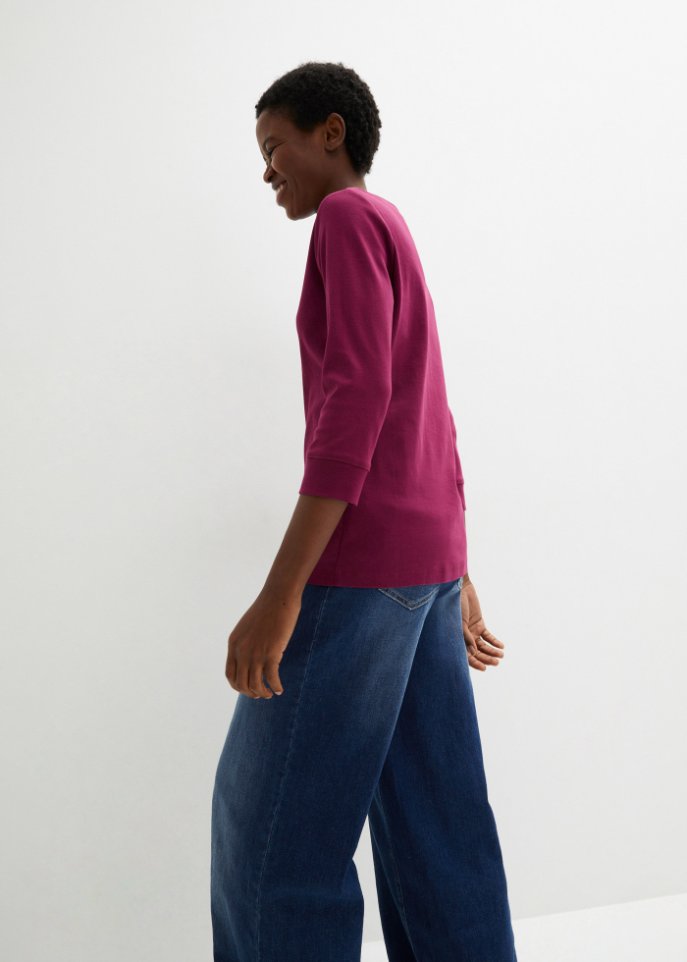 Stretch-Shirt mit U-Boot-Ausschnitt