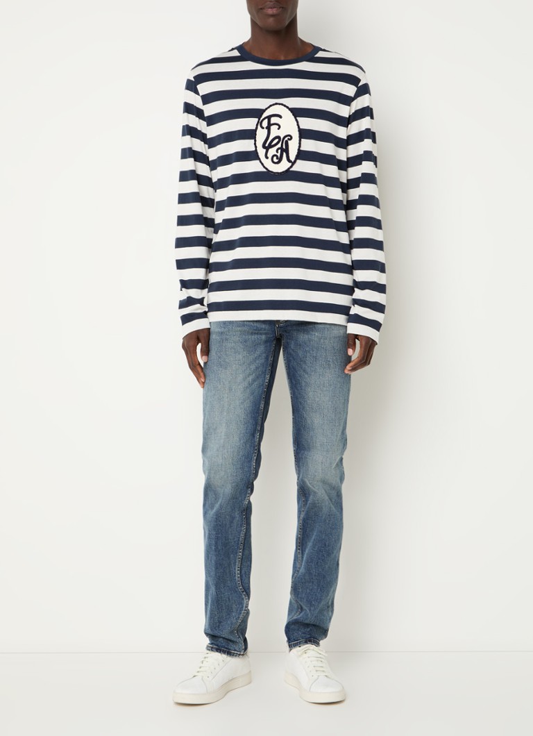 Camicia a maniche lunghe Emporio Armani a righe con logo ricamato