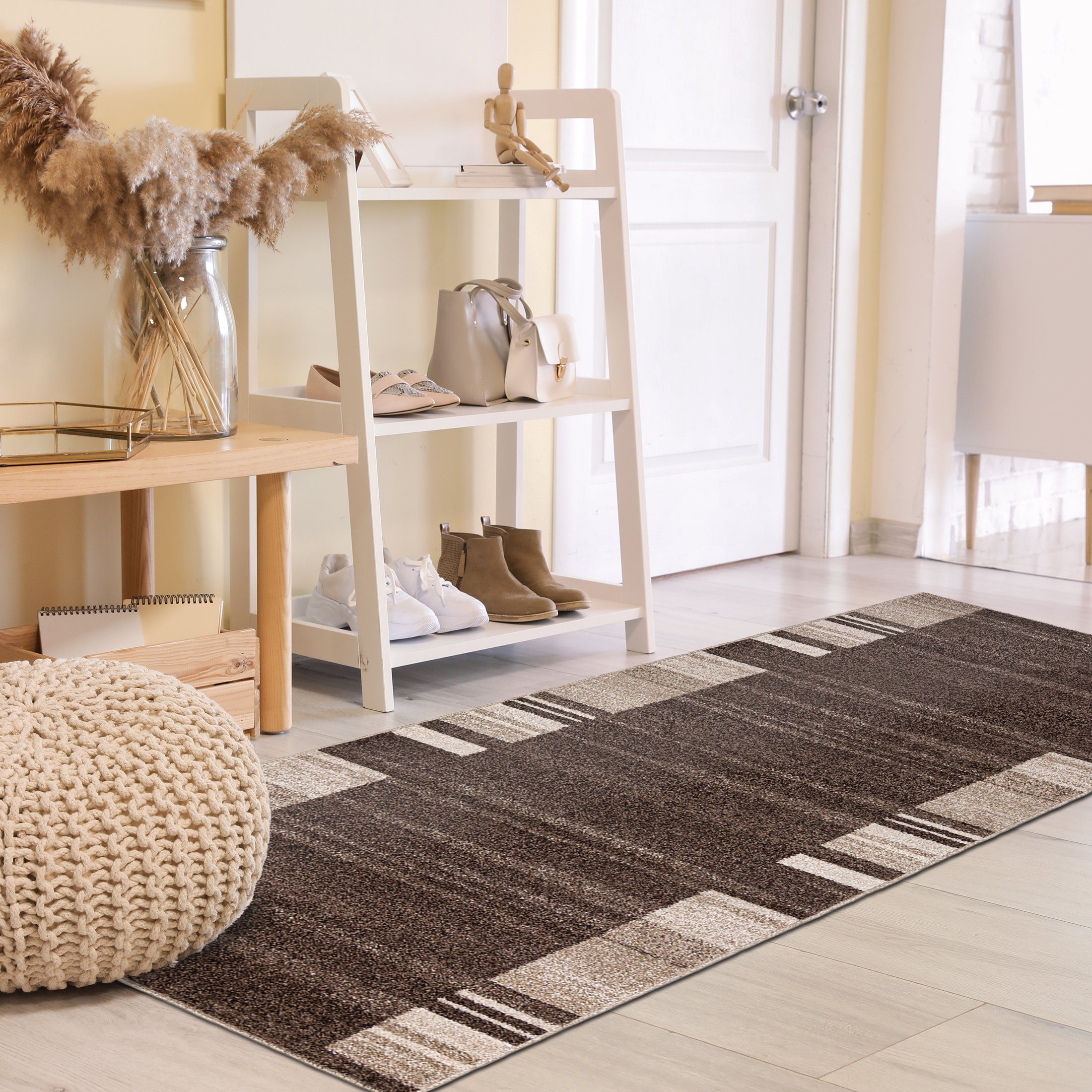 Läufer Läufer Flurläufer Modern für Vorzimmer, Küche - Braun, Mazovia, 70 x 100 cm, Kurzflor, Meterware, Höhe 10 mm, Kurzflor - niedrige Florhöhe