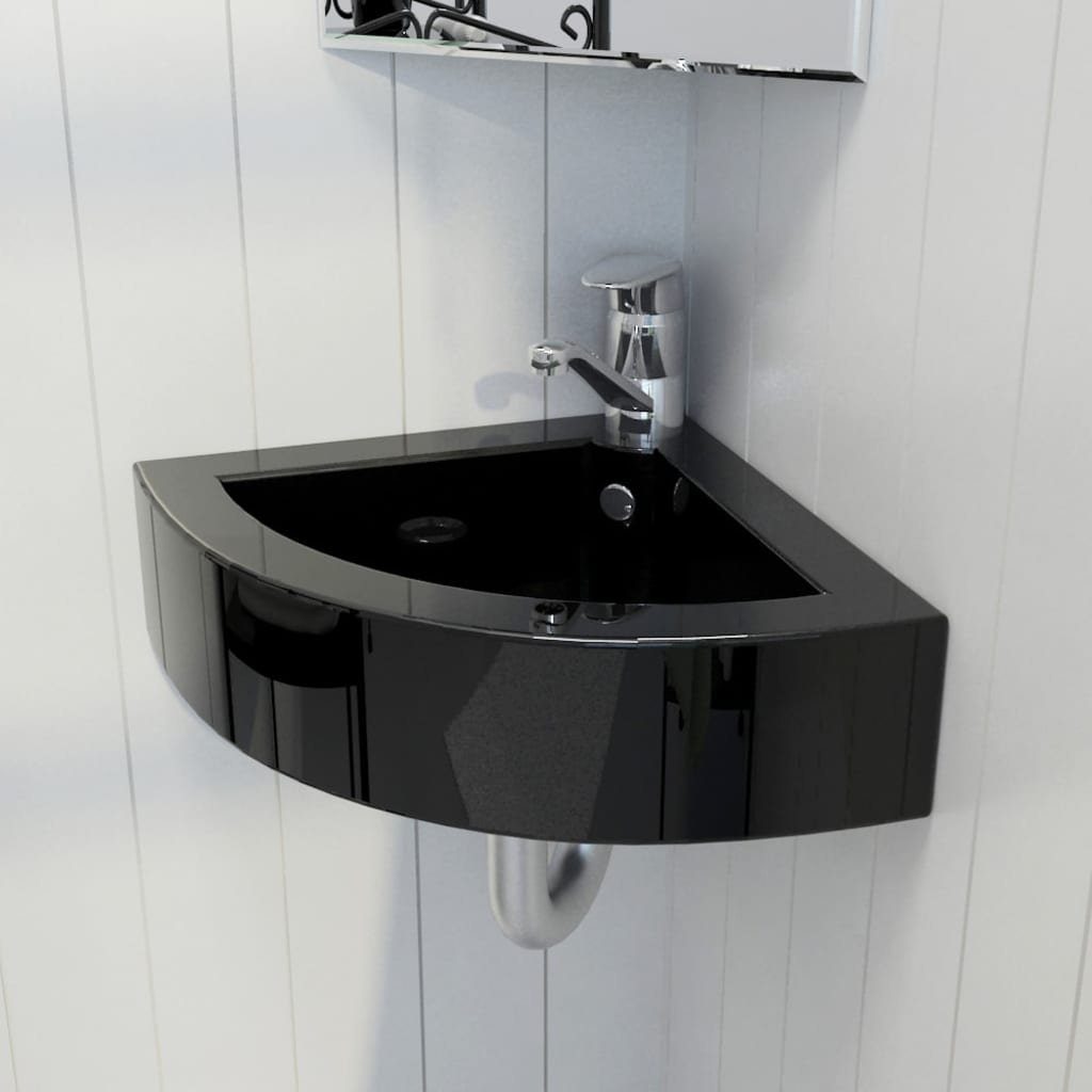 vidaXL Waschbecken Waschbecken mit Überlauf 45 x 32 x 12,5 cm Schwarz