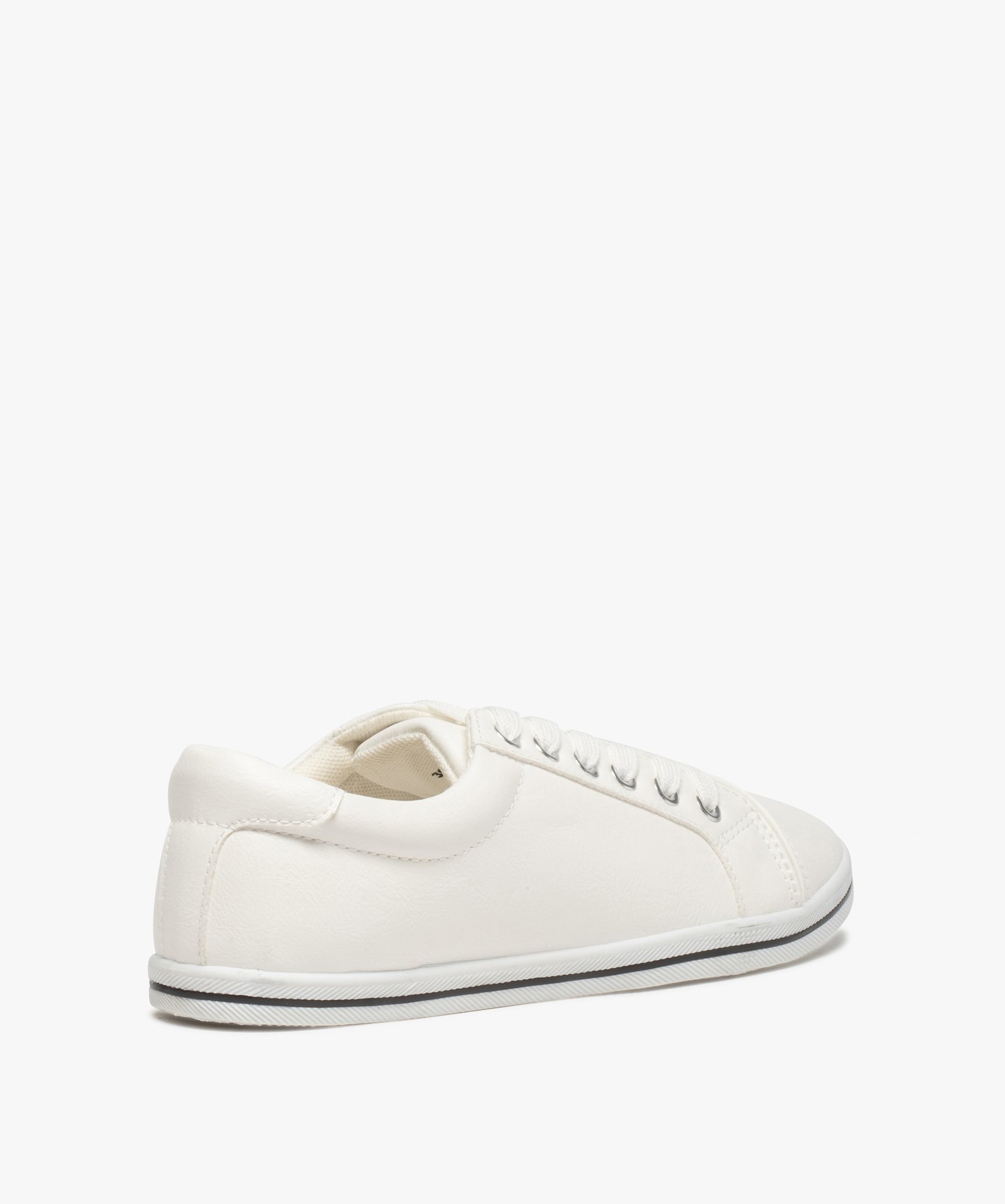 Baskets femme unies à semelle fine et fermeture lacets blanc | GEMO
