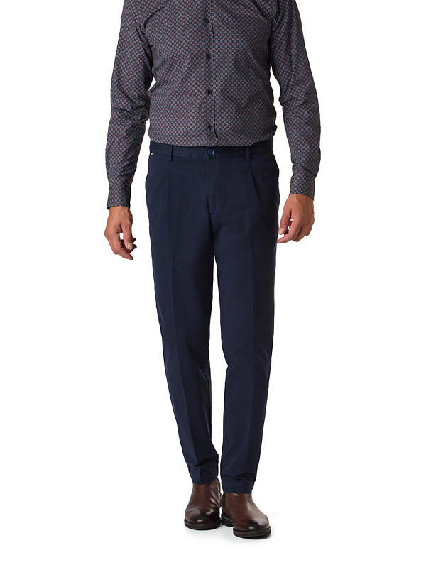 BOSS Black, Bundfaltenhose Kane, Regular Fit, Baumwolle, dunkelblau