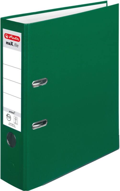 herlitz maX.file protect Ordner DIN A4 80 mm Grün 2 Ringe 5480504 Pappkarton, PP (Polypropylen) Texturiert Hochformat