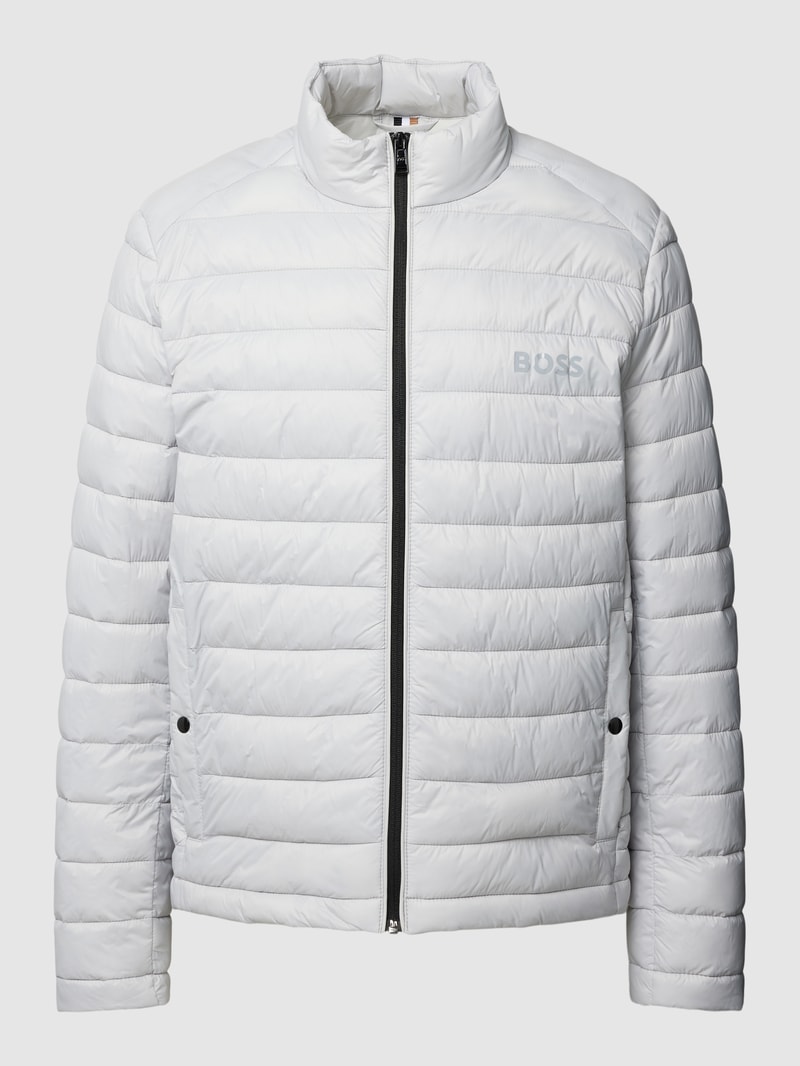 Steppjacke mit Label-Print Modell 'Calanos' in mittelgrau
