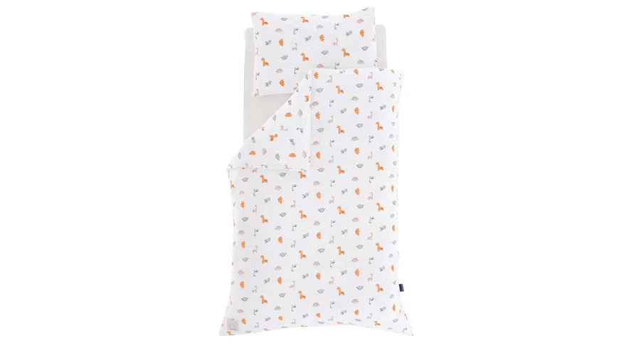 Träumeland Bettwäsche Jersey Dinolino 100/135cm und 40/60cm weiß