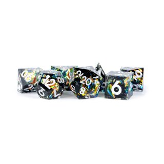 Handcrafted Sharp Edge Resin Dice Set: Simmering Coal (7)