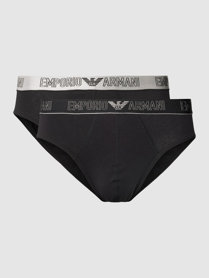Slip mit Label-Bund Modell 'SILVER CHRISTMAS' im 2er-Pack in schwarz