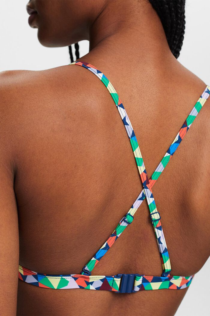 Recycelt: wattiertes Bikini-Top mit Allover-Muster
