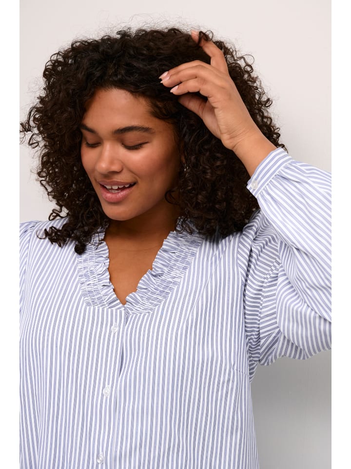 KAFFE curve Langarm - Hemd KCmaia in Blue and white stripe günstig kaufen