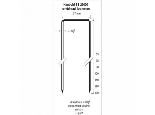 Spojovací materiál Haubold 503612 Sponky BS29000-75 CNK Pozinkovaný hrot 12µm 2 160 kusov