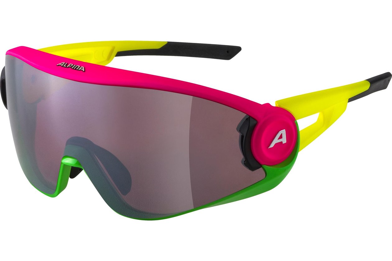Alpina 5W1NG Q pink-green-yellow matt / silver mirror lens